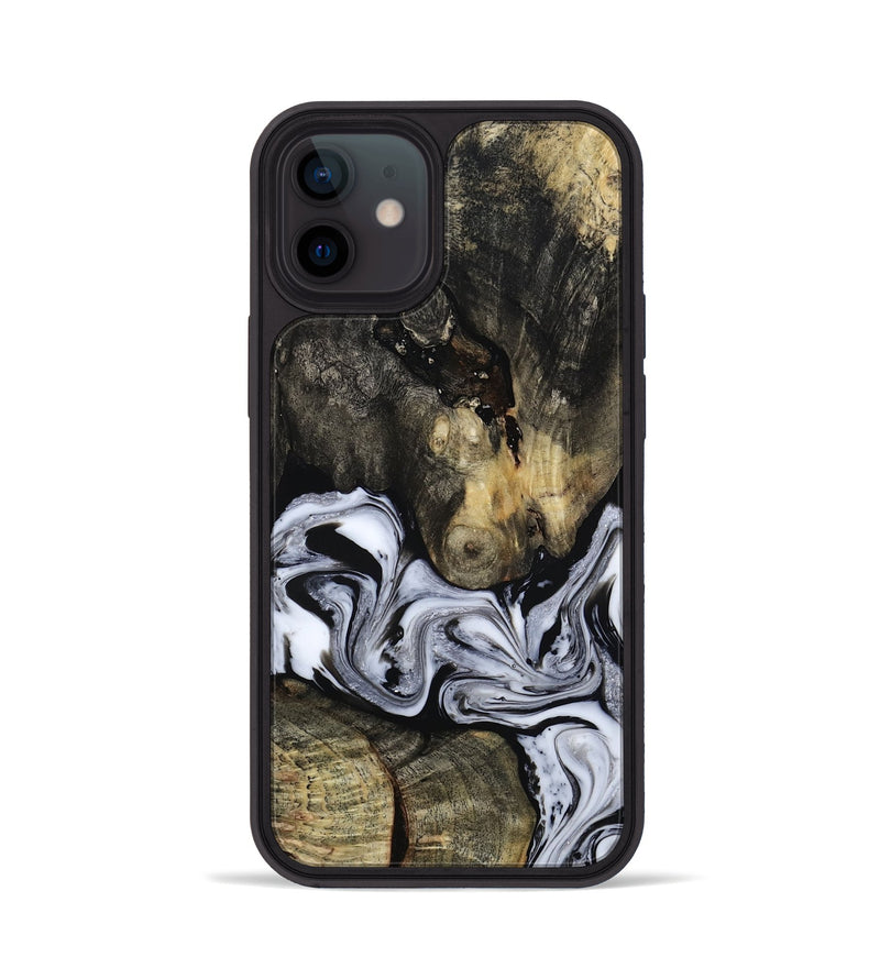 iPhone 12 Wood Phone Case - Halley (Black & White, 813873)