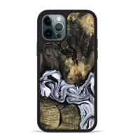 iPhone 12 Pro Max Wood Phone Case - Halley (Black & White, 813873)
