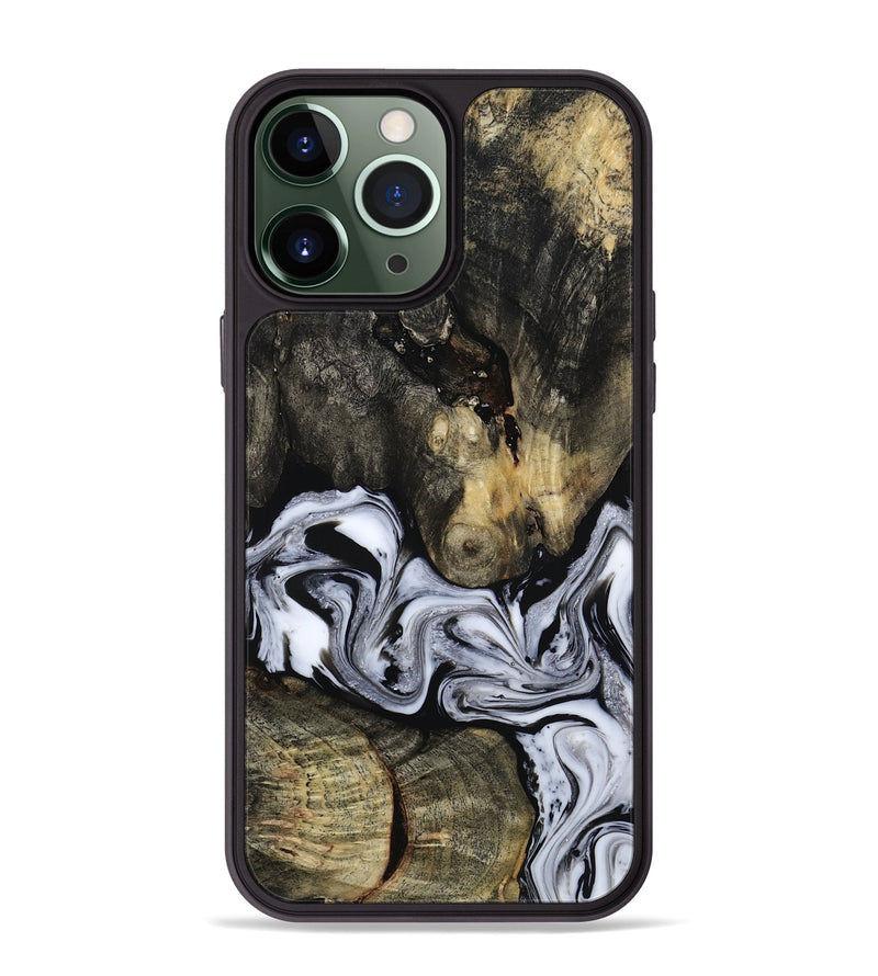 iPhone 13 Pro Max Wood Phone Case - Halley (Black & White, 813873)