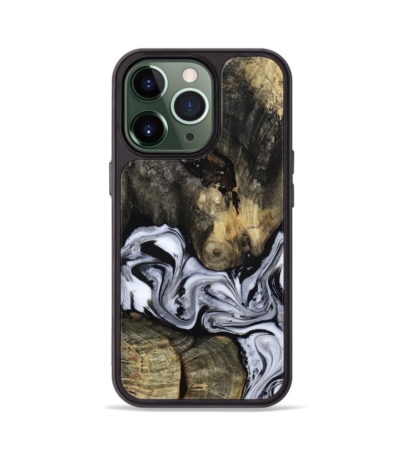 iPhone 13 Pro Wood Phone Case - Halley (Black & White, 813873)