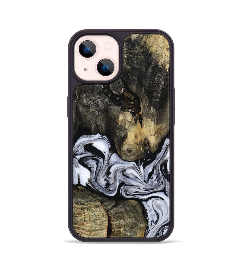 iPhone 14 Wood Phone Case - Halley (Black & White, 813873)