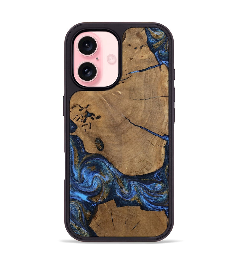 iPhone 16 Wood Phone Case - Cason (Teal & Gold, 813899)