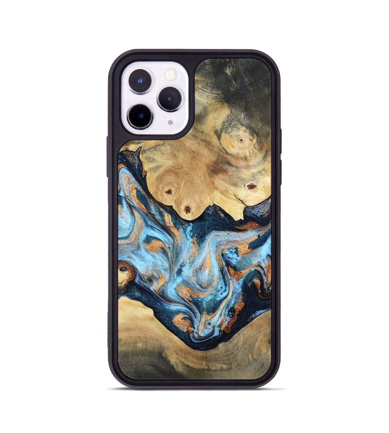 iPhone 11 Pro Wood Phone Case - Oaklyn (Teal & Gold, 813900)