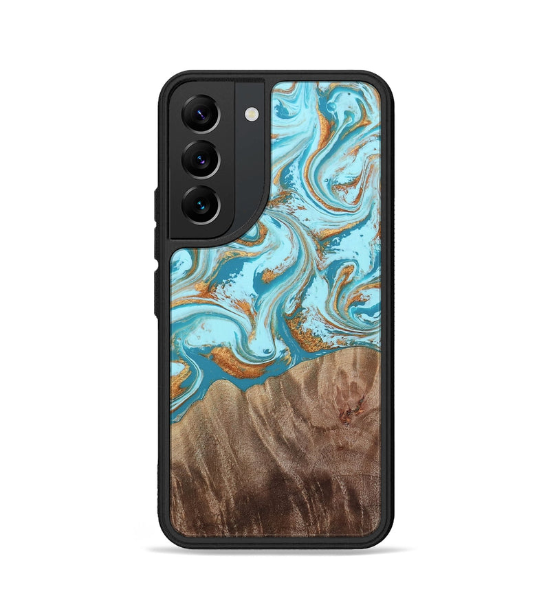 Galaxy S22 Wood Phone Case - Kylian (Teal & Gold, 813903)