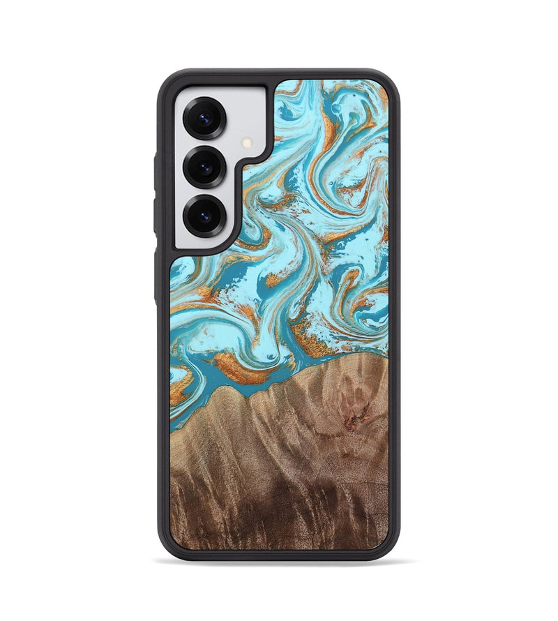 Galaxy S25 Wood Phone Case - Kylian (Teal & Gold, 813903)