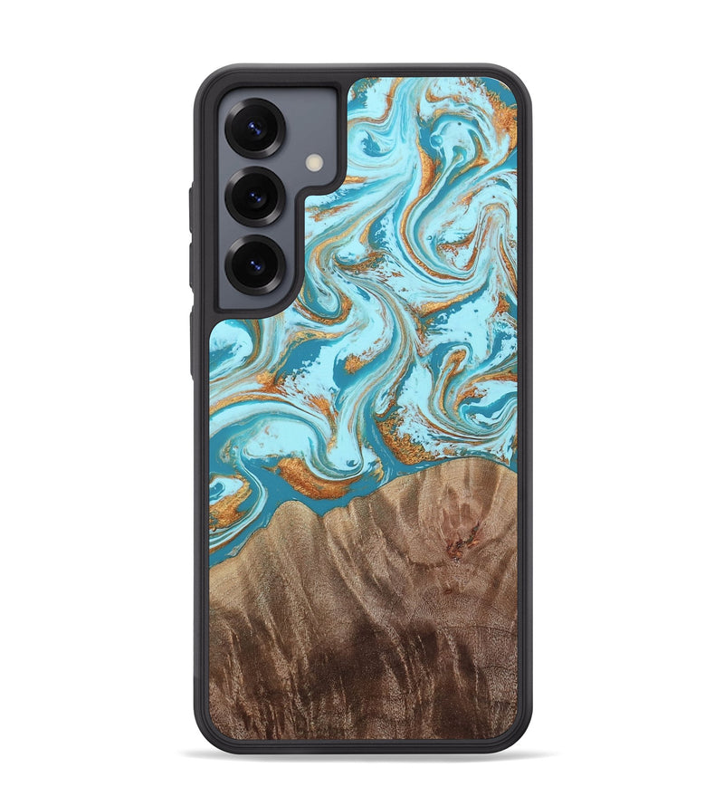 Galaxy S25 Plus Wood Phone Case - Kylian (Teal & Gold, 813903)