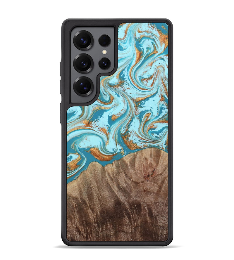 Galaxy S25 Ultra Wood Phone Case - Kylian (Teal & Gold, 813903)