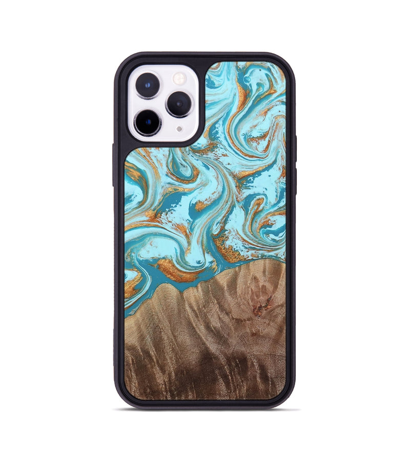 iPhone 11 Pro Wood Phone Case - Kylian (Teal & Gold, 813903)