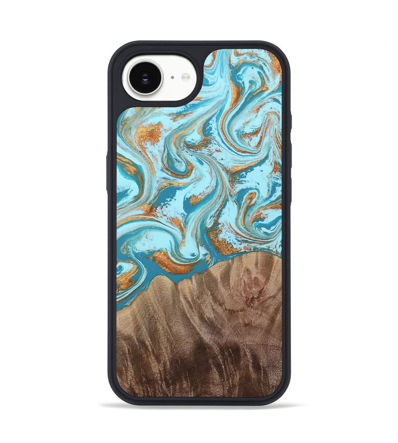 iPhone 17e Wood Phone Case - Kylian (Teal & Gold, 813903)