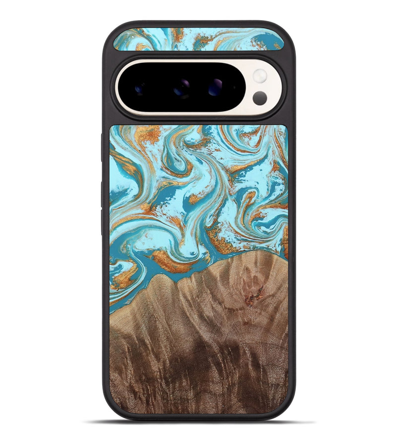 Pixel 9 Pro XL Wood Phone Case - Kylian (Teal & Gold, 813903)