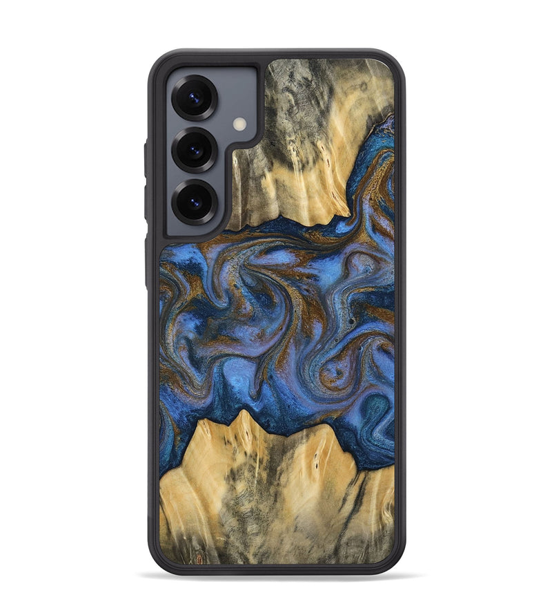 Galaxy S25 Plus Wood Phone Case - Florine (Teal & Gold, 813923)