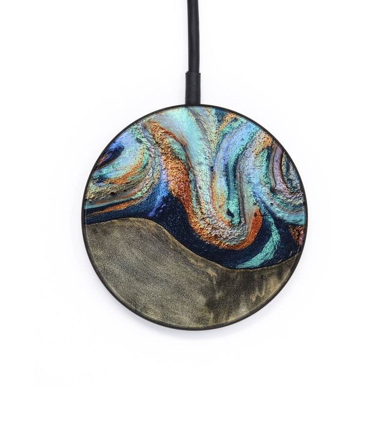 Circle Wood Wireless Charger - Mandi (Teal & Gold, 813924)