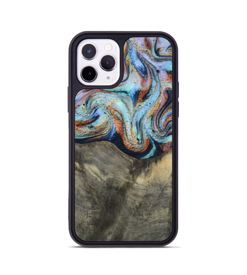 iPhone 11 Pro Wood Phone Case - Mandi (Teal & Gold, 813924)