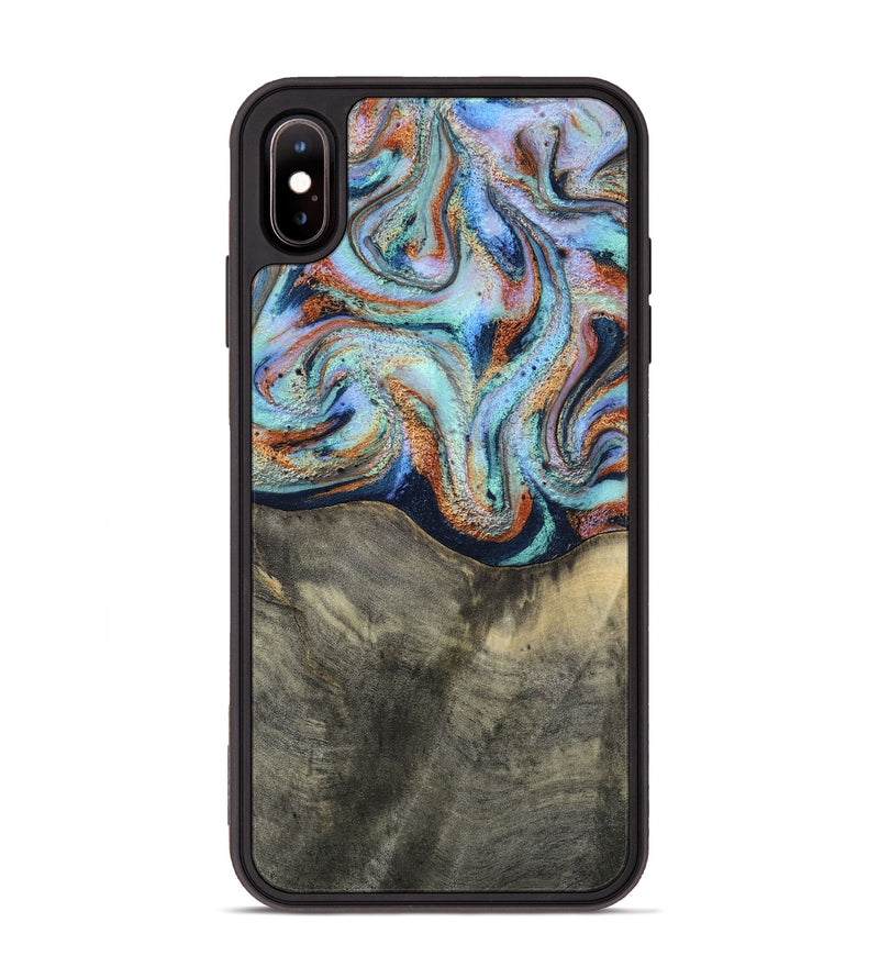 iPhone Xs Max Wood Phone Case - Mandi (Teal & Gold, 813924)