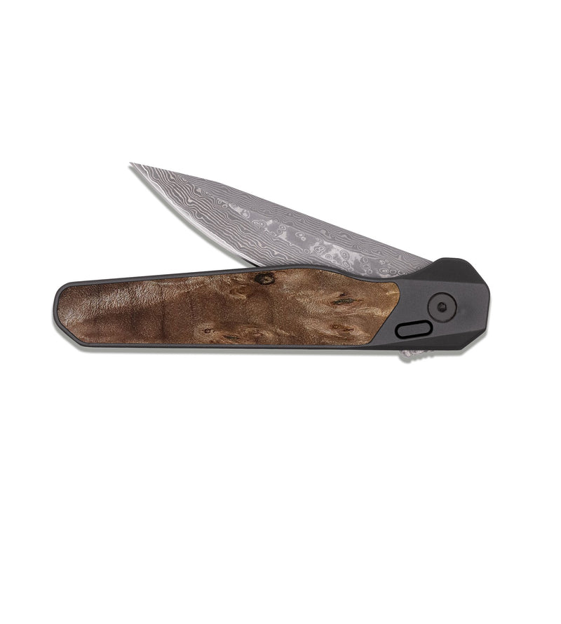EDC Dark Damascus Wood Pocket Knife - Reanna (Teal & Gold, 813927)
