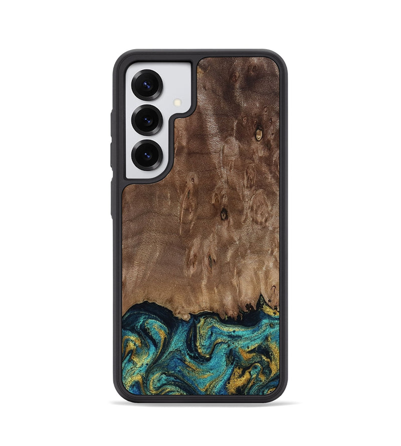 Galaxy S25 Wood Phone Case - Reanna (Teal & Gold, 813927)
