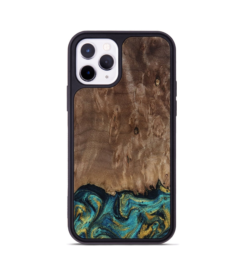 iPhone 11 Pro Wood Phone Case - Reanna (Teal & Gold, 813927)