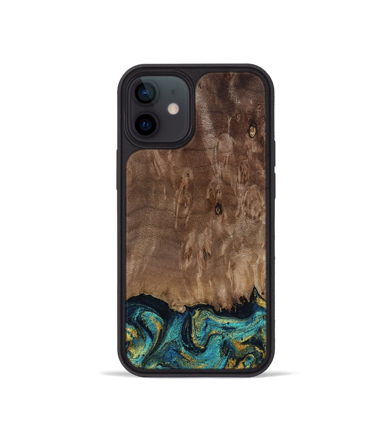 iPhone 12 mini Wood Phone Case - Reanna (Teal & Gold, 813927)