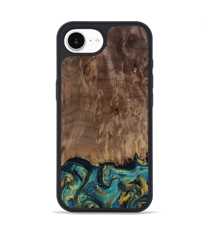 iPhone 17e Wood Phone Case - Reanna (Teal & Gold, 813927)