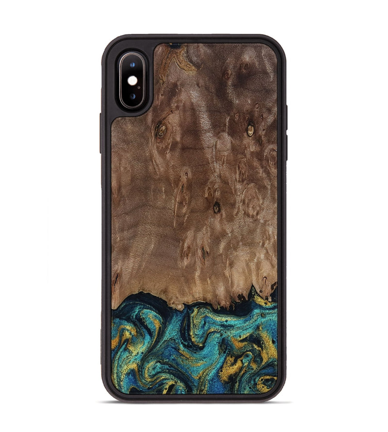 iPhone Xs Max Wood Phone Case - Reanna (Teal & Gold, 813927)