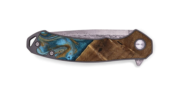 EDC Wood Pocket Knife - Vena (Teal & Gold, 813929)