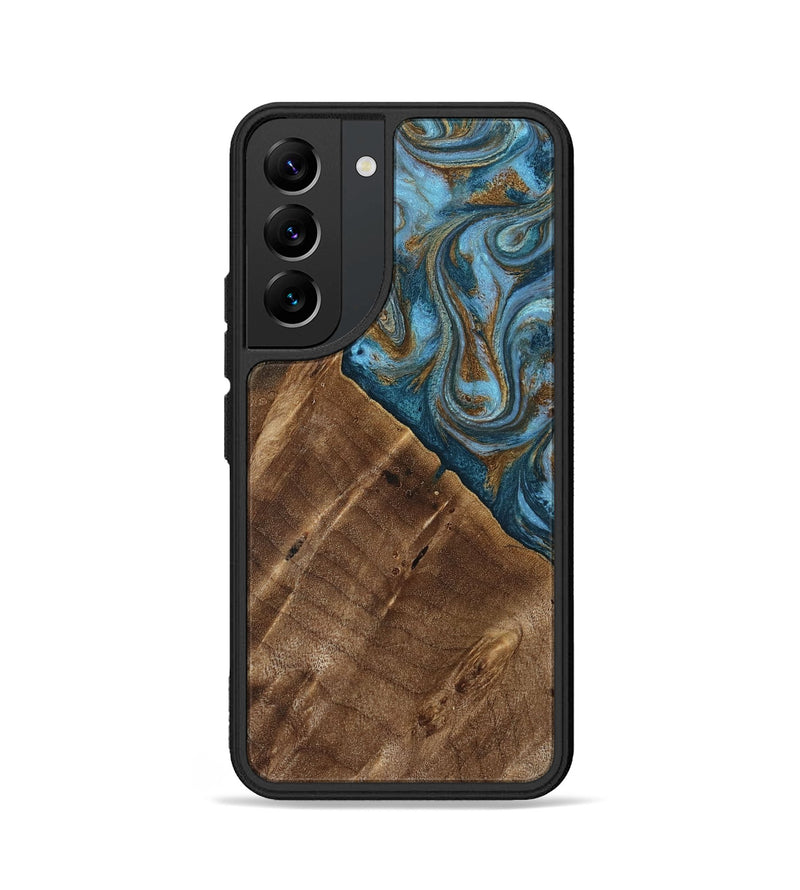 Galaxy S22 Wood Phone Case - Vena (Teal & Gold, 813929)