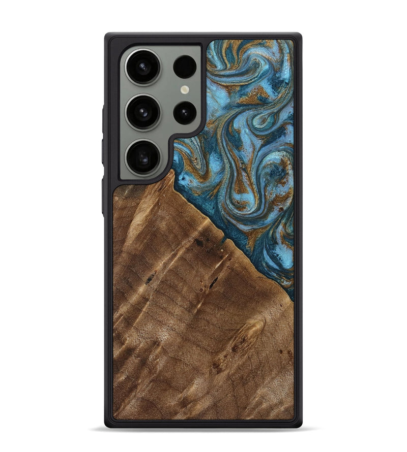 Galaxy S24 Ultra Wood Phone Case - Vena (Teal & Gold, 813929)