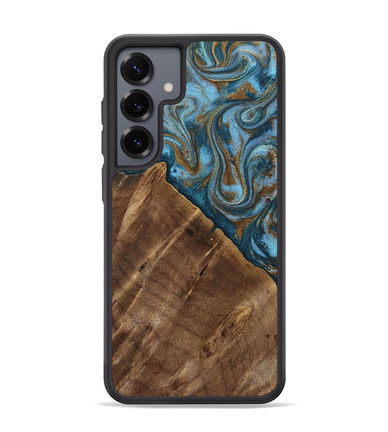 Galaxy S25 Plus Wood Phone Case - Vena (Teal & Gold, 813929)