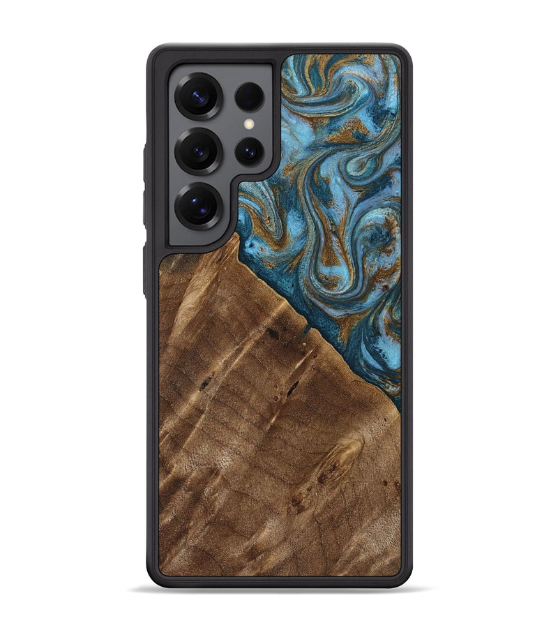 Galaxy S25 Ultra Wood Phone Case - Vena (Teal & Gold, 813929)