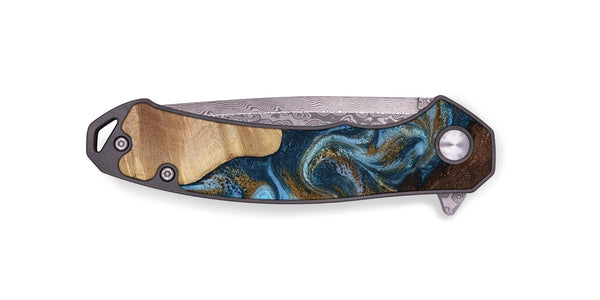 EDC Wood Pocket Knife - Lelia (Teal & Gold, 813932)