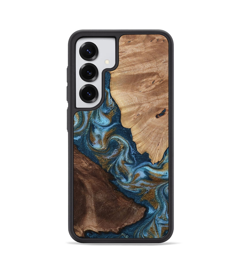 Galaxy S25 Wood Phone Case - Lelia (Teal & Gold, 813932)