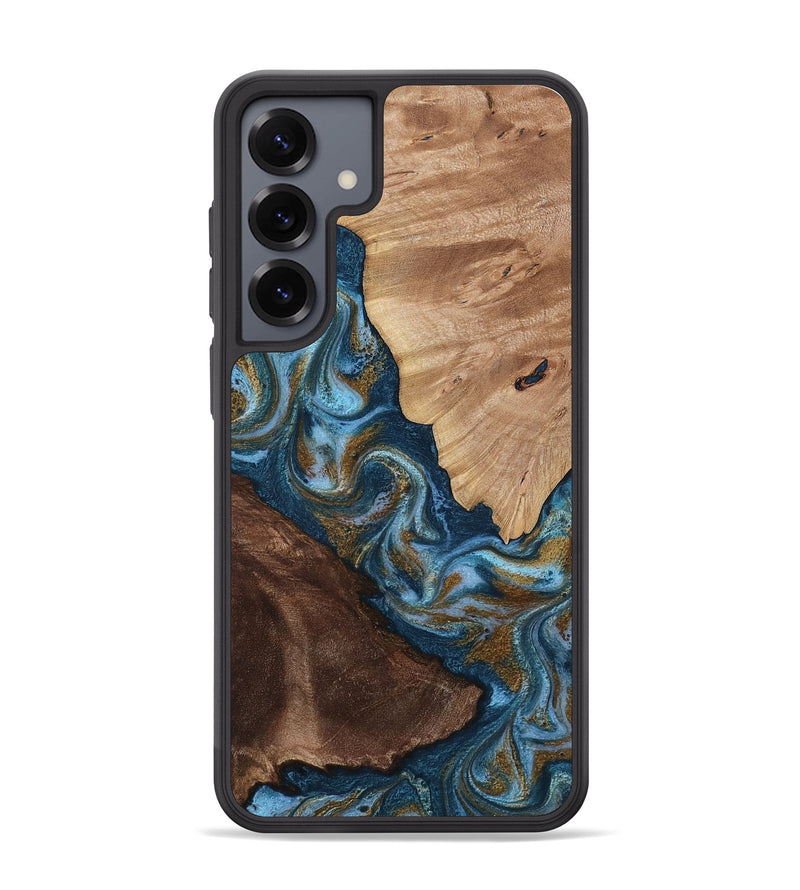 Galaxy S25 Plus Wood Phone Case - Lelia (Teal & Gold, 813932)