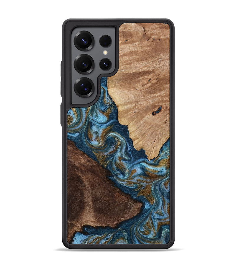 Galaxy S25 Ultra Wood Phone Case - Lelia (Teal & Gold, 813932)