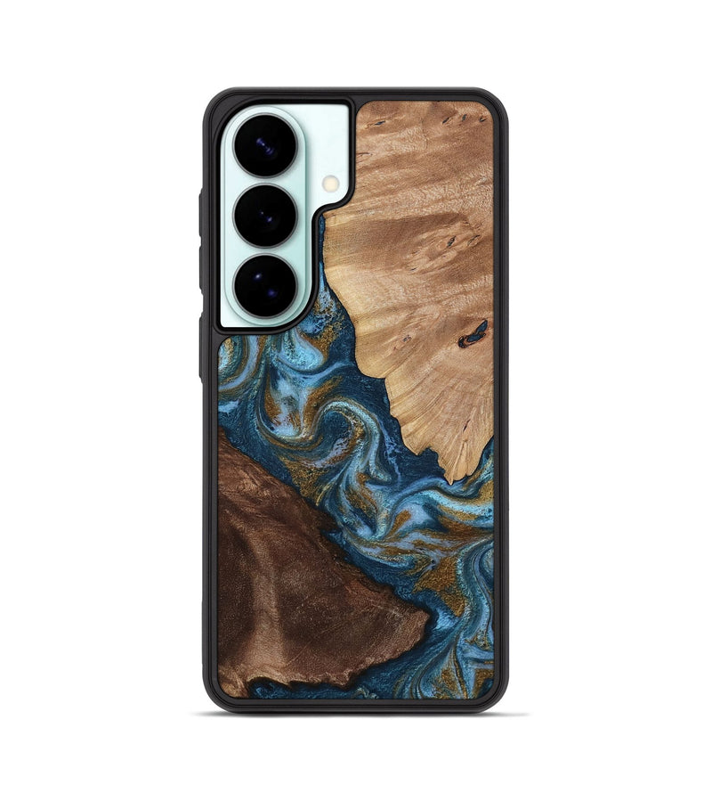 Galaxy S26 Wood Phone Case - Lelia (Teal & Gold, 813932)