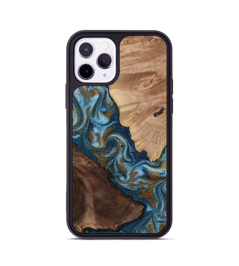 iPhone 11 Pro Wood Phone Case - Lelia (Teal & Gold, 813932)