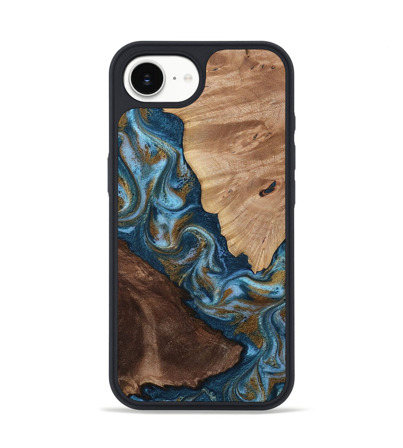 iPhone 17e Wood Phone Case - Lelia (Teal & Gold, 813932)
