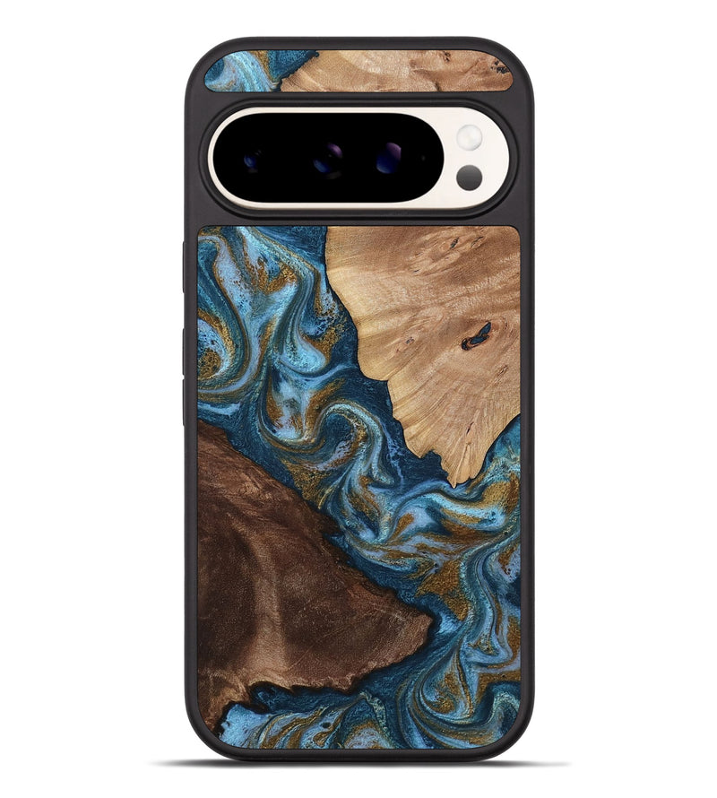 Pixel 9 Pro XL Wood Phone Case - Lelia (Teal & Gold, 813932)