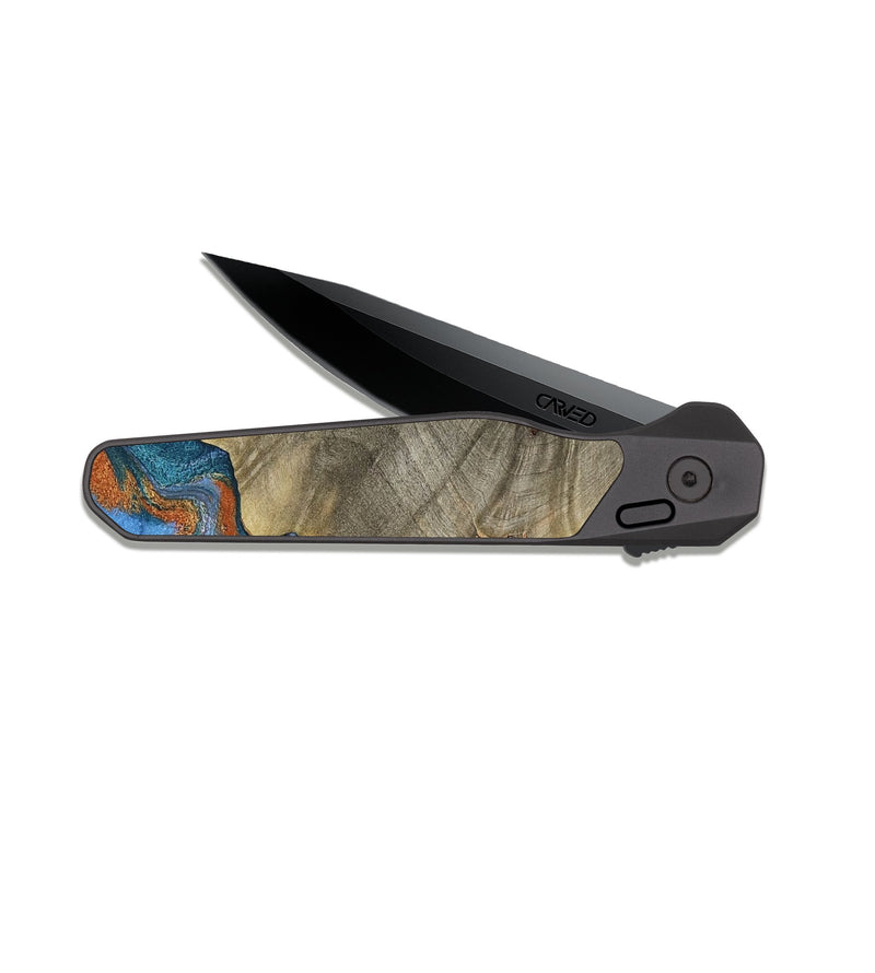 EDC Dark Slate Wood Pocket Knife - Waverly (Teal & Gold, 813933)