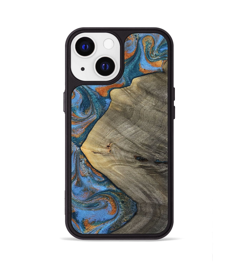 iPhone 13 Wood Phone Case - Waverly (Teal & Gold, 813933)