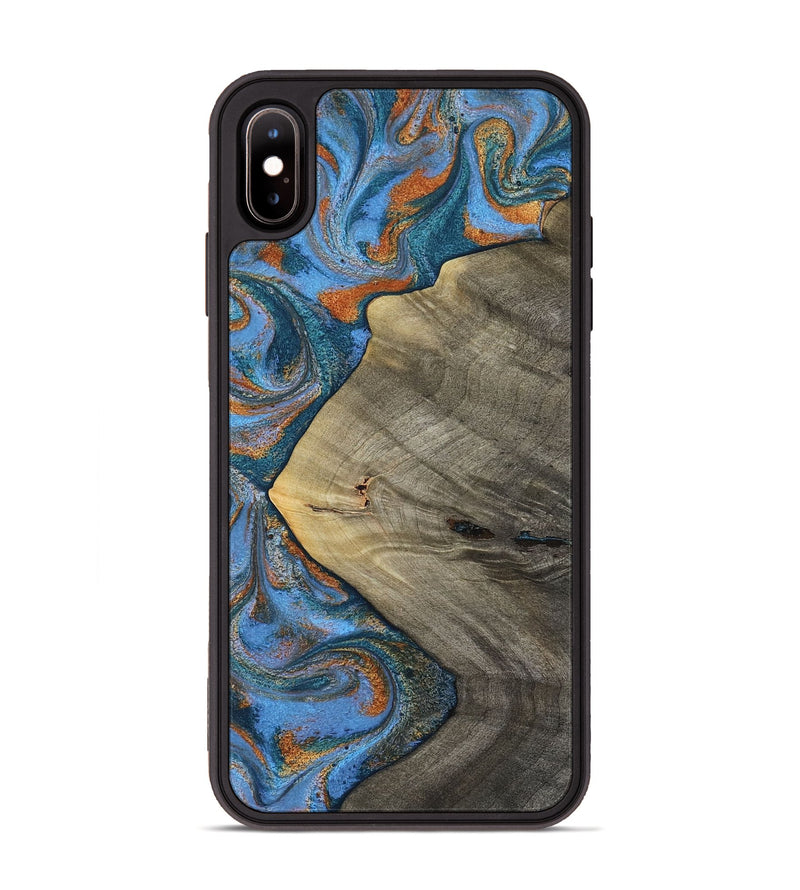 iPhone Xs Max Wood Phone Case - Waverly (Teal & Gold, 813933)