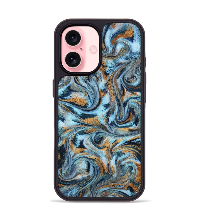 iPhone 16 ResinArt Phone Case - Marlowe (Teal & Gold, 813934)