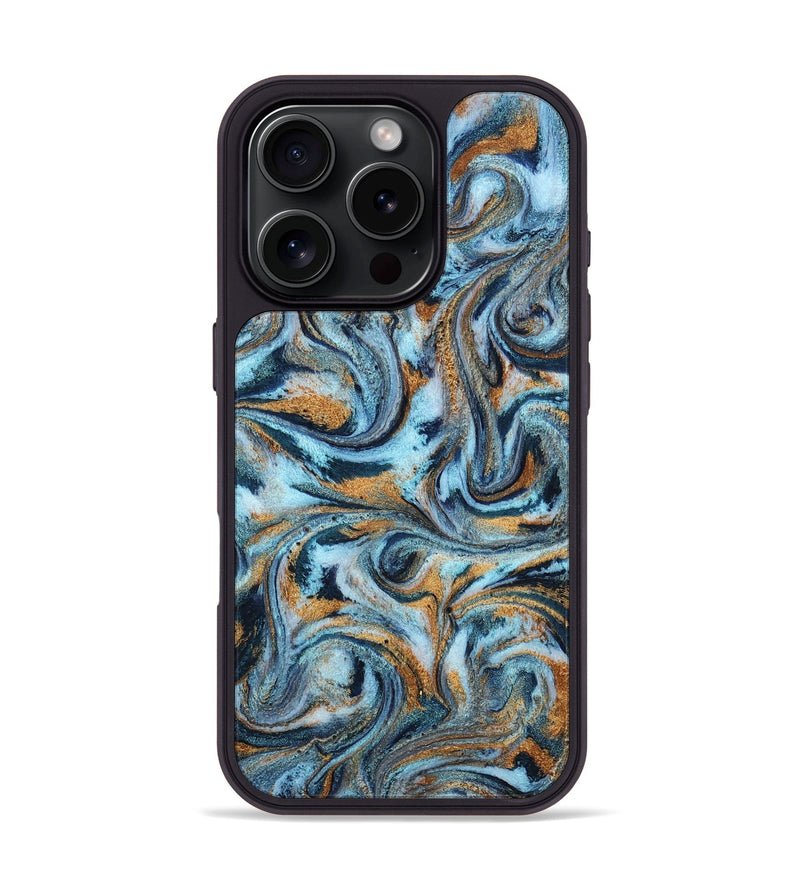 iPhone 16 Pro ResinArt Phone Case - Marlowe (Teal & Gold, 813934)