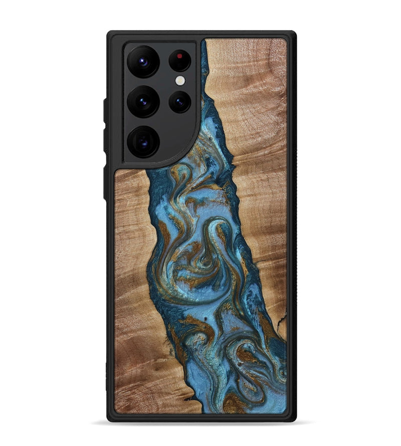 Galaxy S22 Ultra Wood Phone Case - Milford (Teal & Gold, 814111)