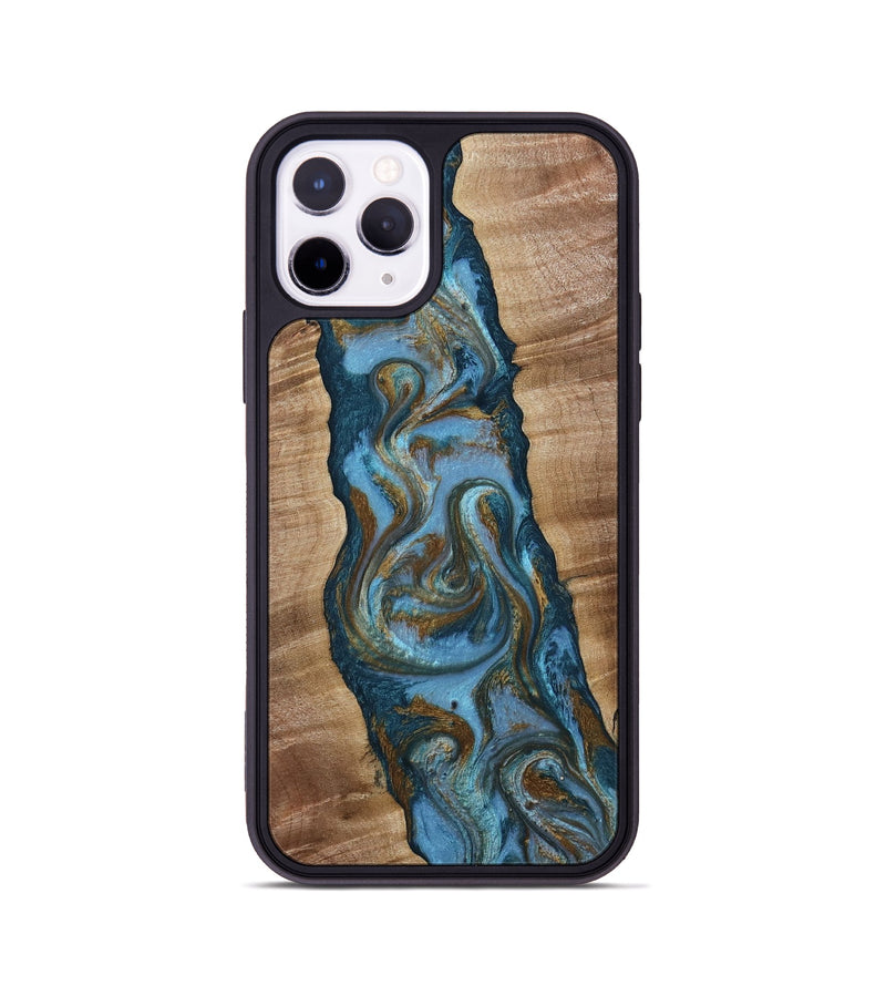iPhone 11 Pro Wood Phone Case - Milford (Teal & Gold, 814111)