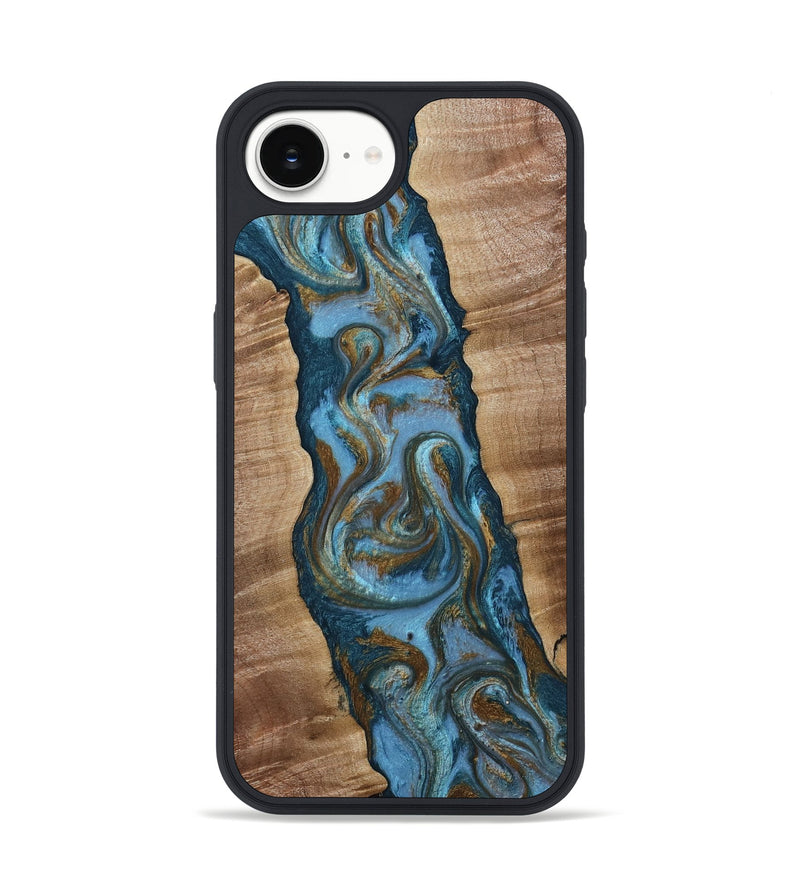 iPhone 17e Wood Phone Case - Milford (Teal & Gold, 814111)