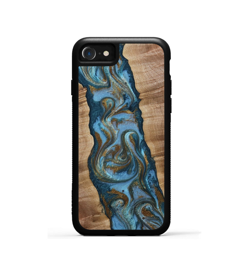 iPhone SE Wood Phone Case - Milford (Teal & Gold, 814111)
