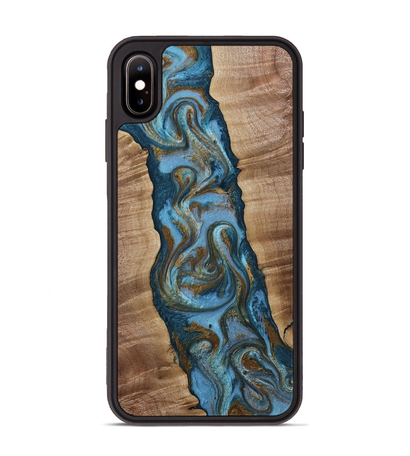 iPhone Xs Max Wood Phone Case - Milford (Teal & Gold, 814111)