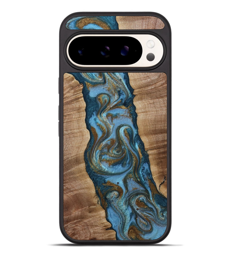 Pixel 9 Pro XL Wood Phone Case - Milford (Teal & Gold, 814111)