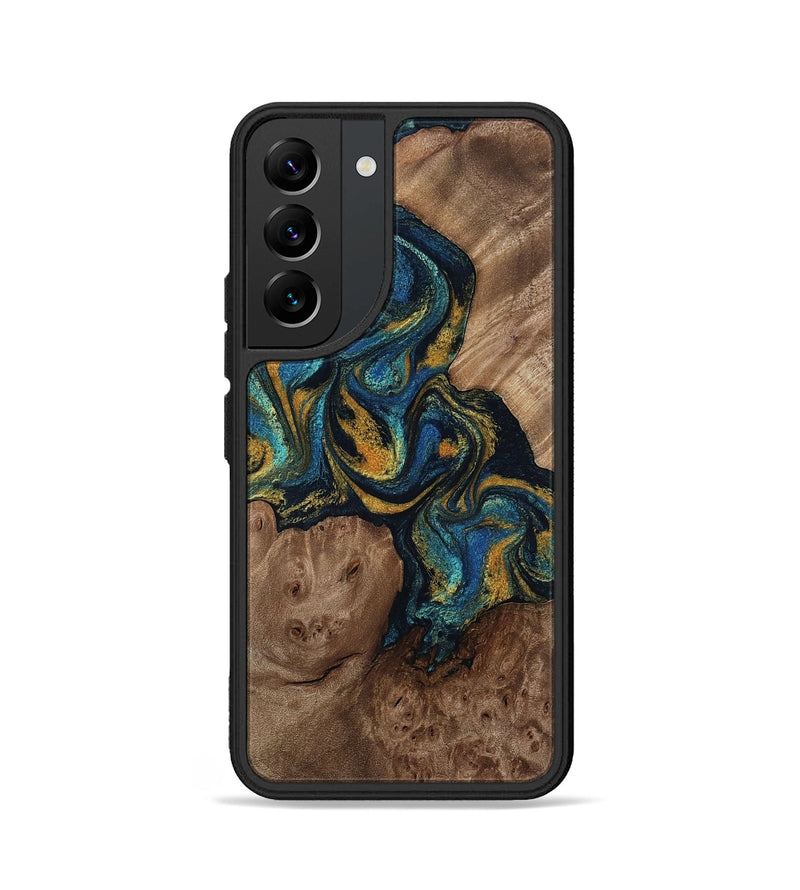 Galaxy S22 Wood Phone Case - Mariela (Teal & Gold, 814113)