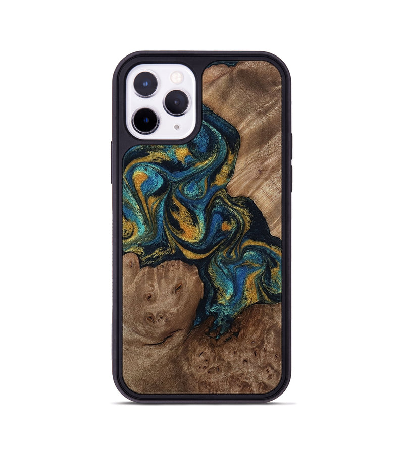 iPhone 11 Pro Wood Phone Case - Mariela (Teal & Gold, 814113)